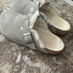 BIRKENSTOCK Boston Soft Footbed Grey Suede Size EU 38, US 7.5